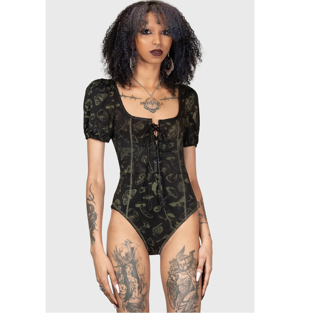 Killstar - Xyleena Bodysuit - Black/Green